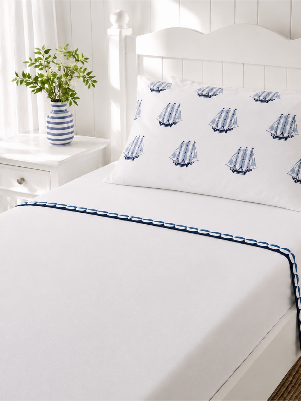 NIP RARE Serena and Lily Twin Blue Oceanside Cotton Sateen Sheet Set